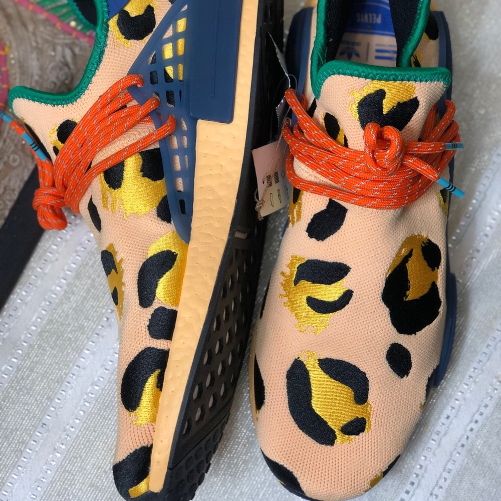 Adidas- Pharrell x NMD Human Race- Animal Print- Pulse Amber- men’s sz 13
